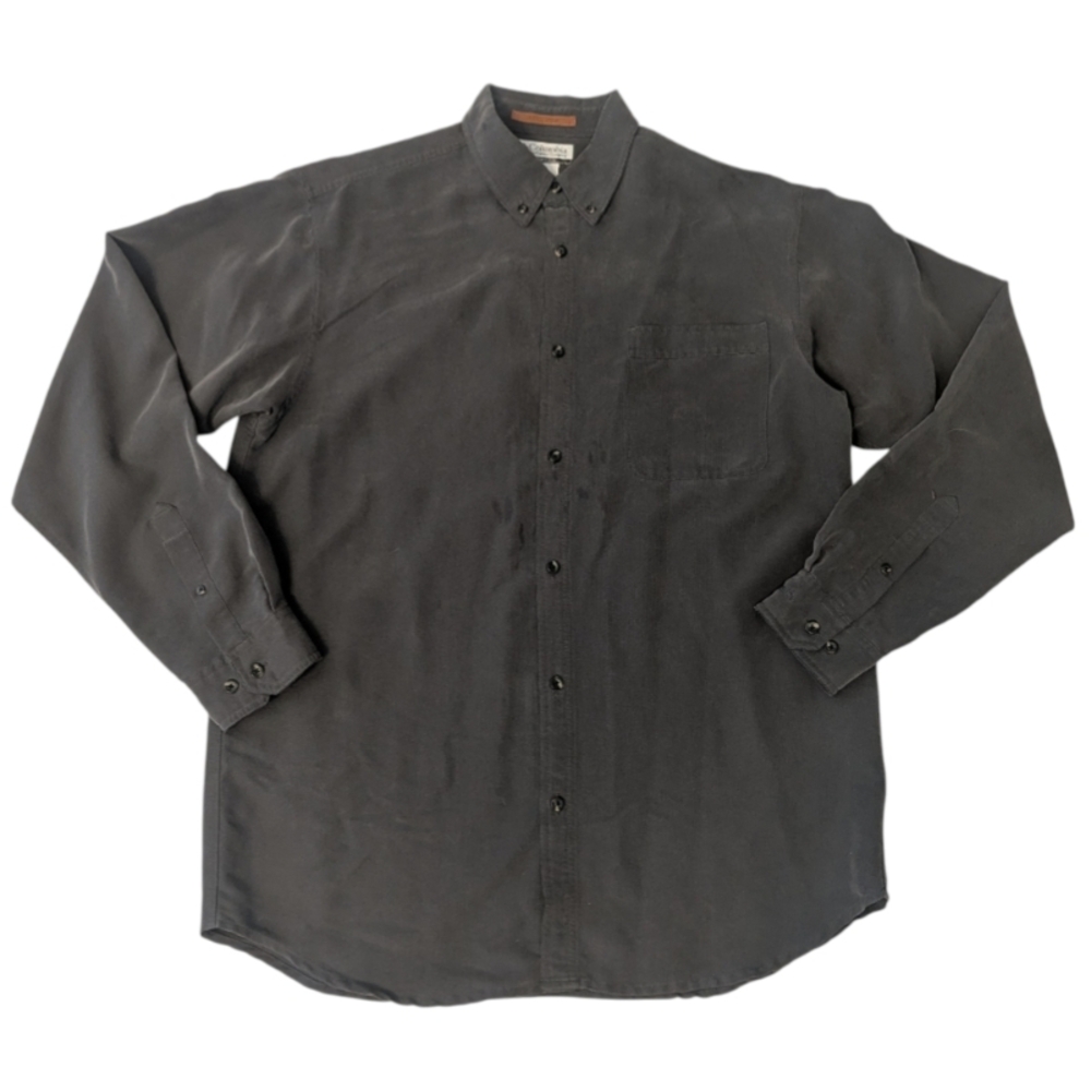 Columbia Sportswear Charcoal Dobson Lake Dobby Textured Button LS Shirt Men's LT